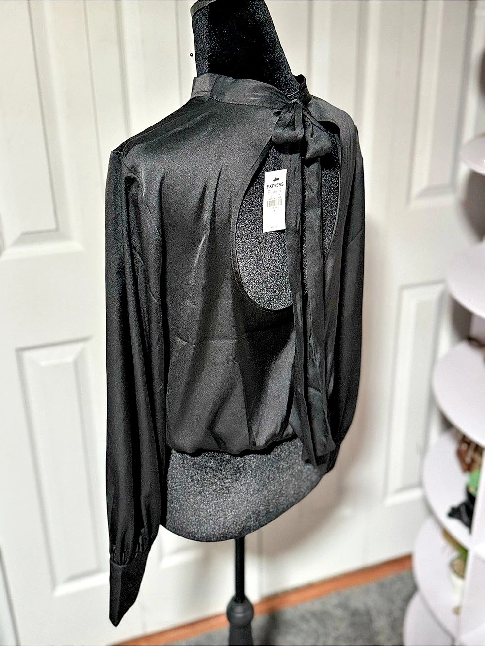 Express Black Tie-Neck Blouse Size Small